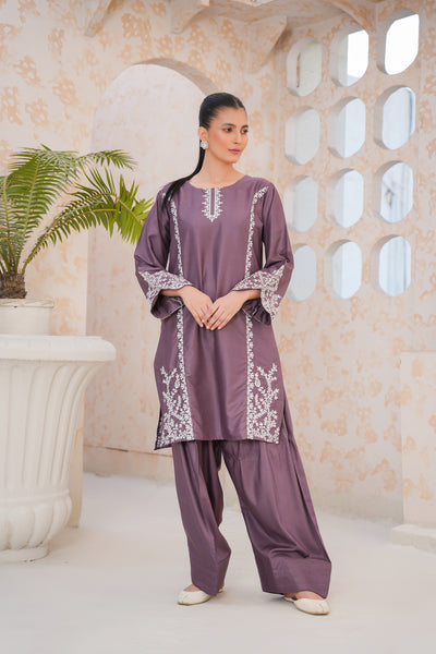 Muted purple 2Pc - embroidered pret  suit