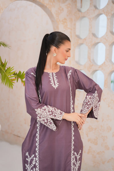 Muted purple 2Pc - embroidered pret  suit