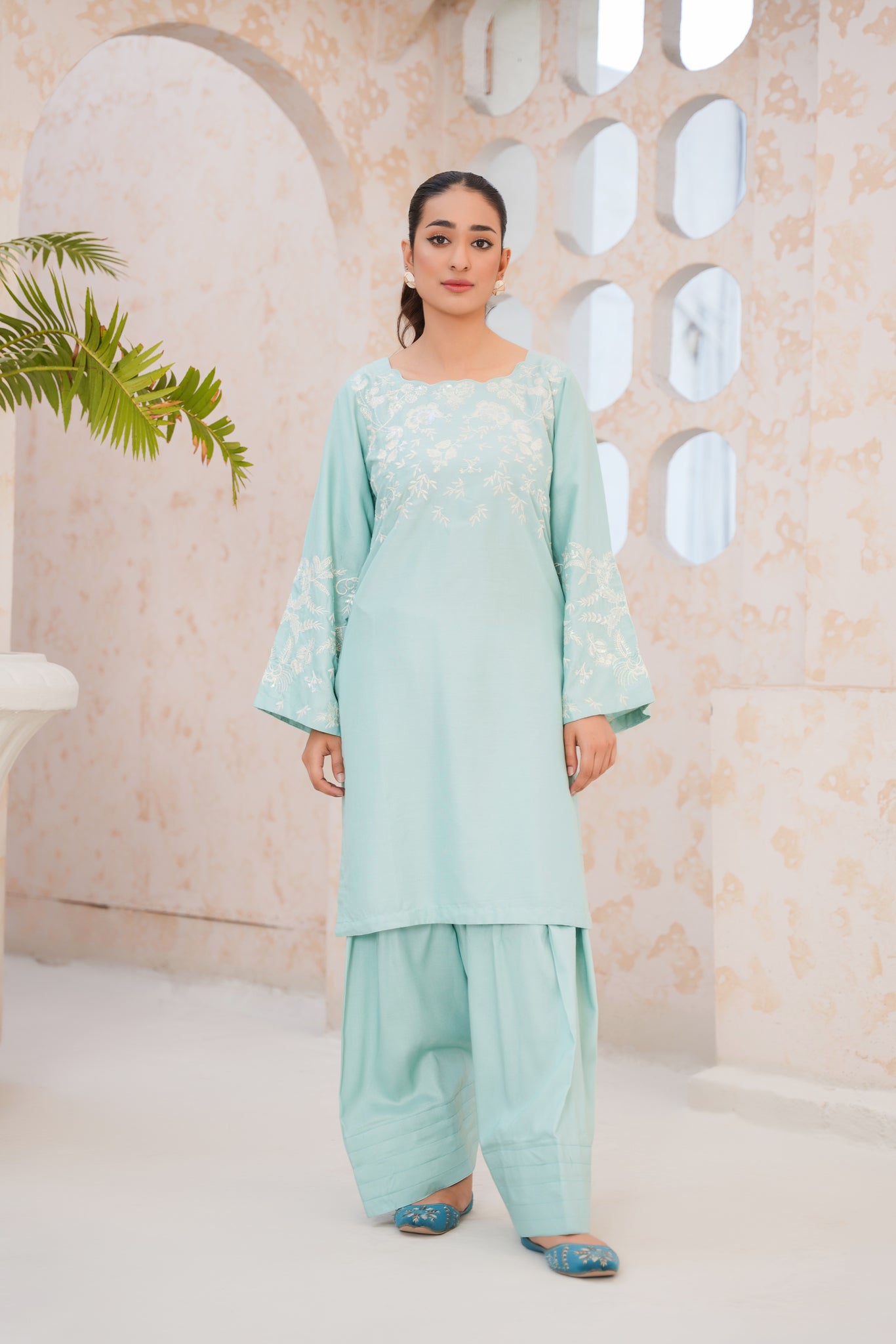 Ice Blue 2Pc - embroidered pret  suit