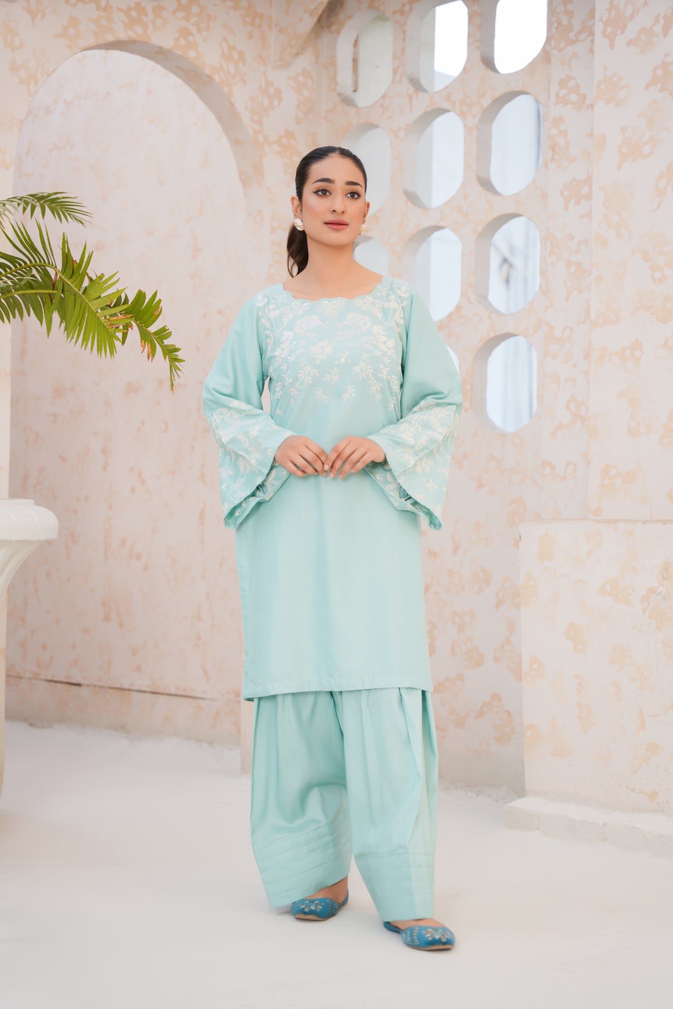 Ice Blue 2Pc - embroidered pret  suit