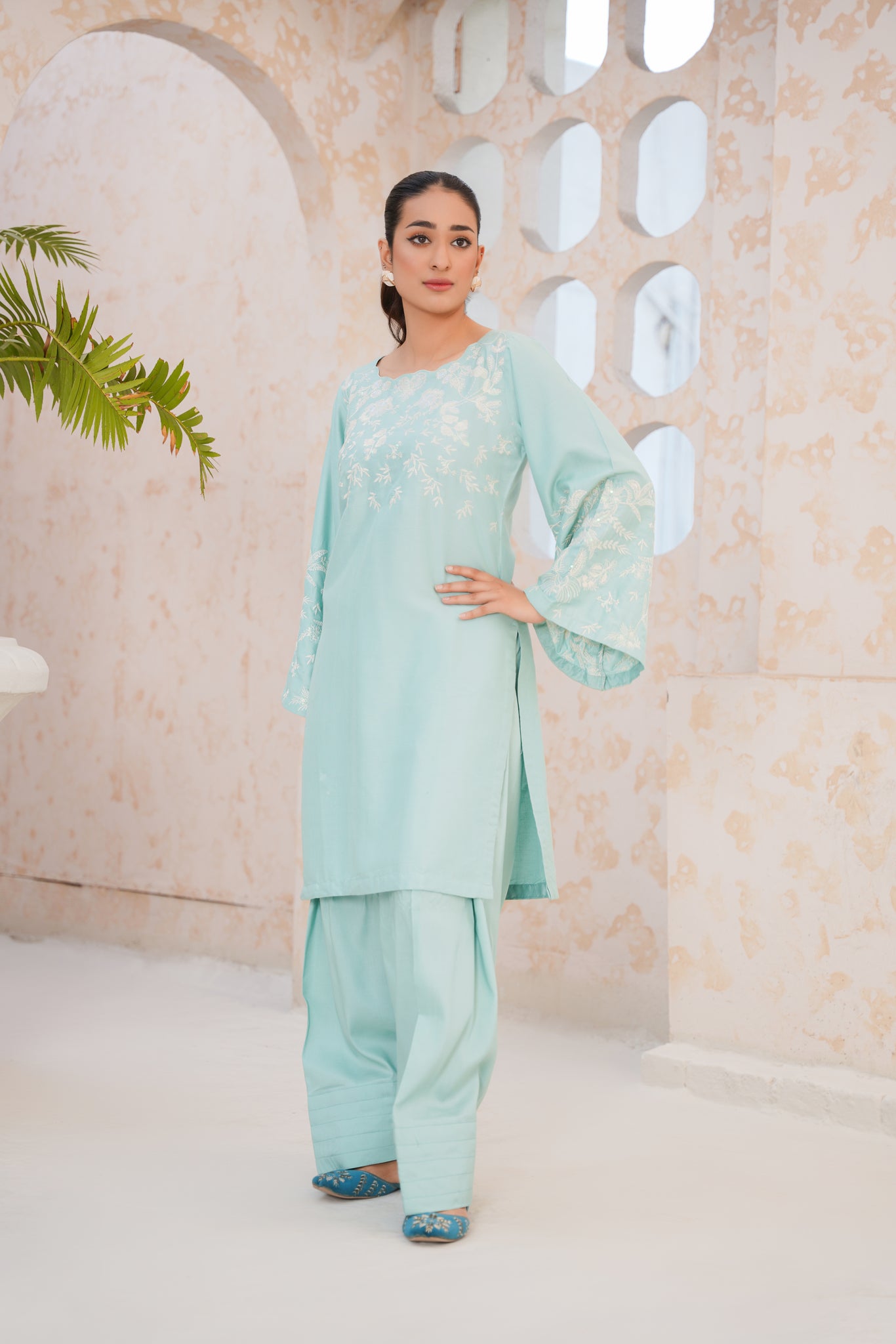 Ice Blue 2Pc - embroidered pret  suit
