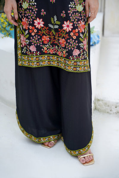 Midnight Blossom – Black Embroidered 2Pc Suit