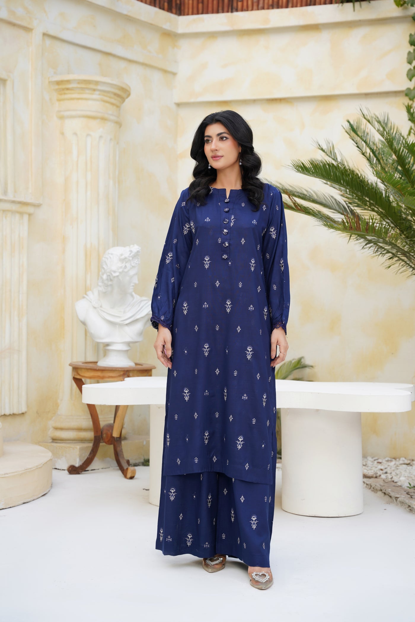 Zarina – Midnight Sapphire Charm 2Pc Dhanak Suit”