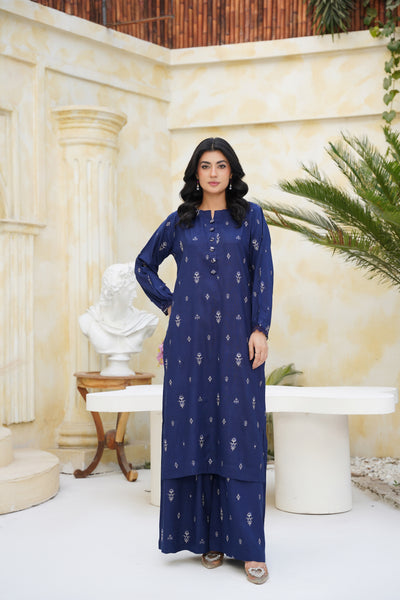 Zarina – Midnight Sapphire Charm 2Pc Dhanak Suit”