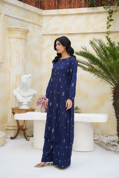 Zarina – Midnight Sapphire Charm 2Pc Dhanak Suit”