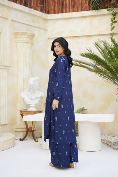 Zarina – Midnight Sapphire Charm 2Pc Dhanak Suit”