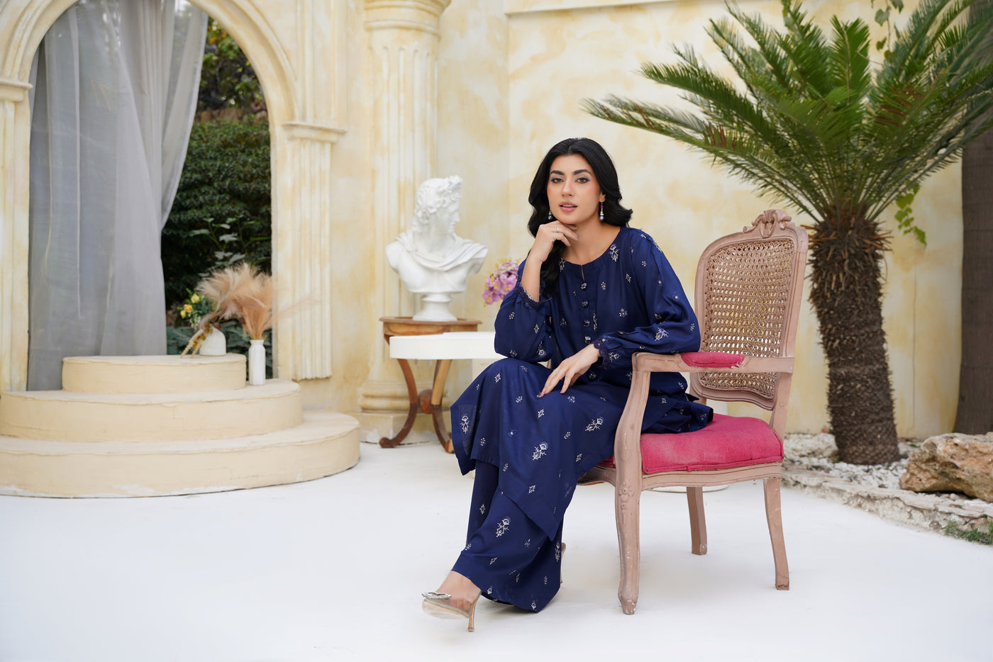 Zarina – Midnight Sapphire Charm 2Pc Dhanak Suit”