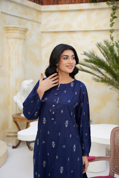 Zarina – Midnight Sapphire Charm 2Pc Dhanak Suit”