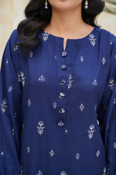Zarina – Midnight Sapphire Charm 2Pc Dhanak Suit”
