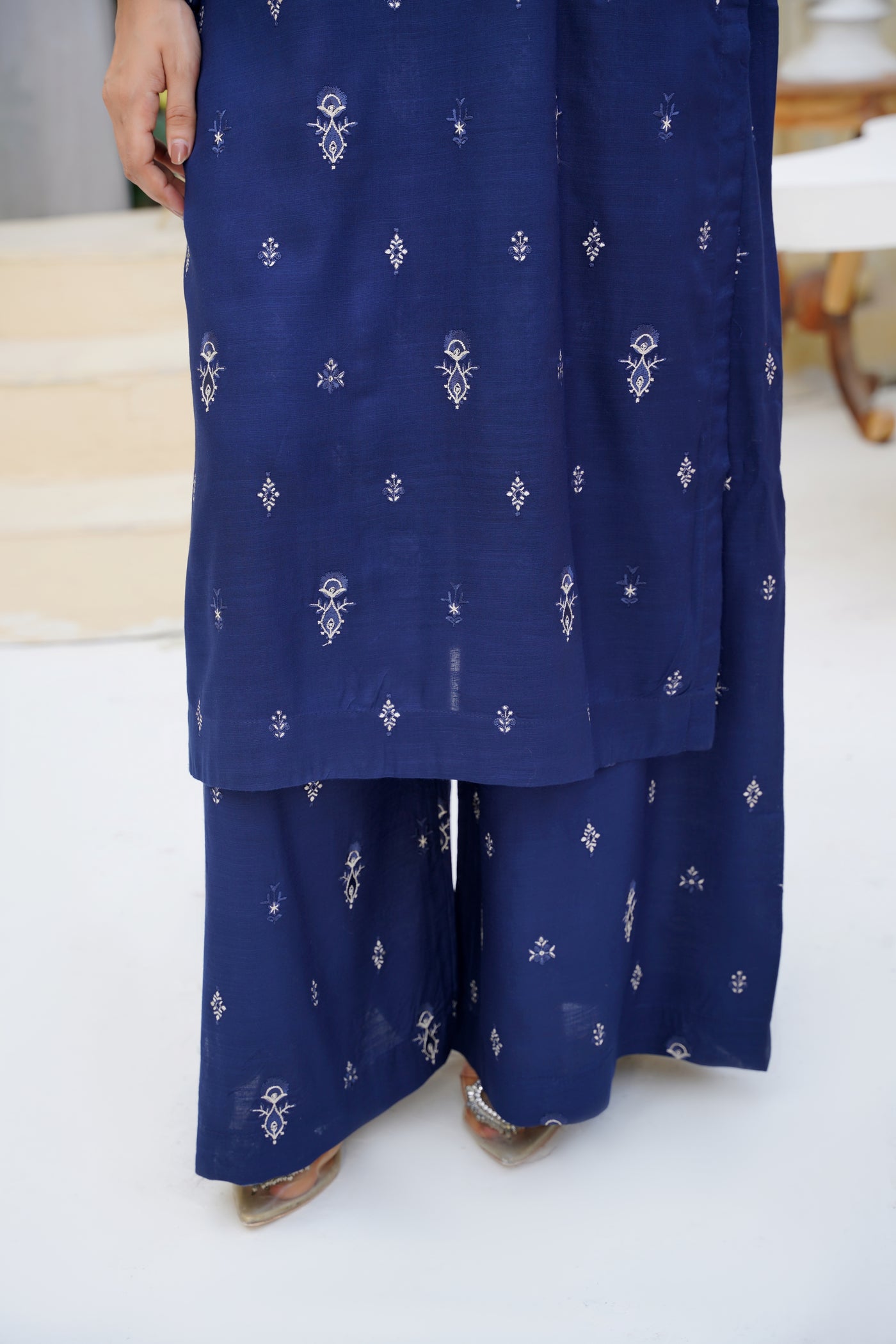 Zarina – Midnight Sapphire Charm 2Pc Dhanak Suit”