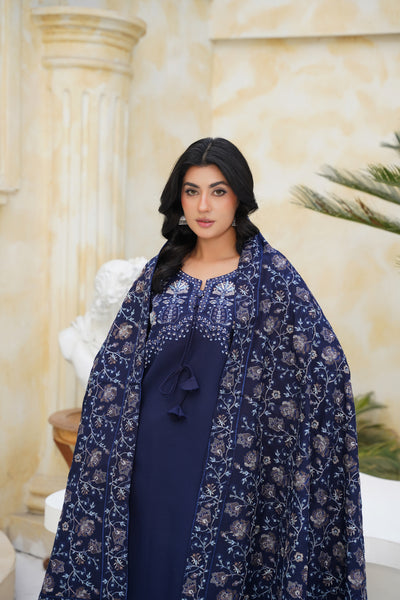 Royal Sapphire – Navy Embroidered 3Pc Sui