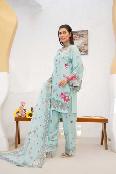 SEAfOAM GREEN   3pc - Embroidered Luxe PRET