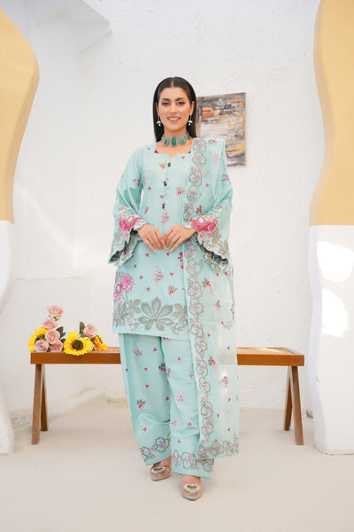 SEAfOAM GREEN   3pc - Embroidered Luxe PRET