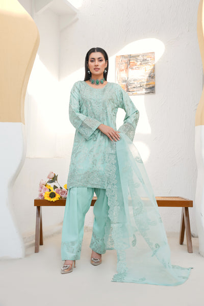 SEAfOAM GREEN   3pc - Embroidered Luxe PRET
