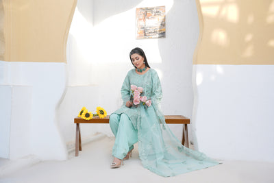 SEAfOAM GREEN   3pc - Embroidered Luxe PRET