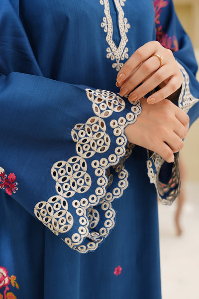Azure Bloom – Sapphire Embroidered 2Pc Dress