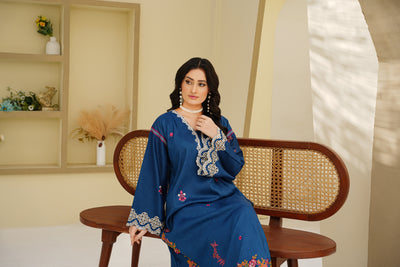 Azure Bloom – Sapphire Embroidered 2Pc Dress