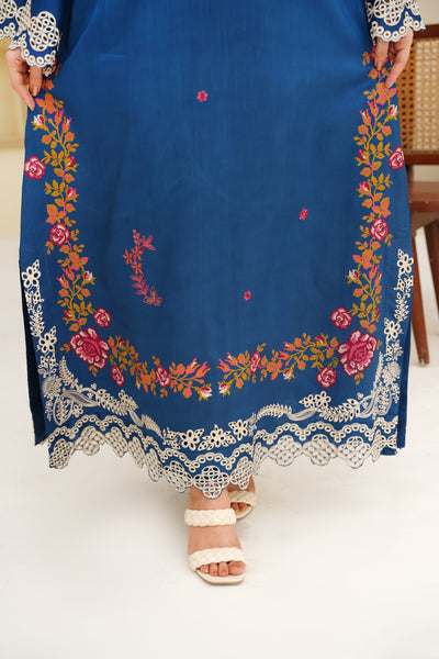 Azure Bloom – Sapphire Embroidered 2Pc Dress