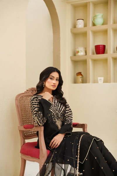 Zarmin – Black & Golden Dhanak Suit