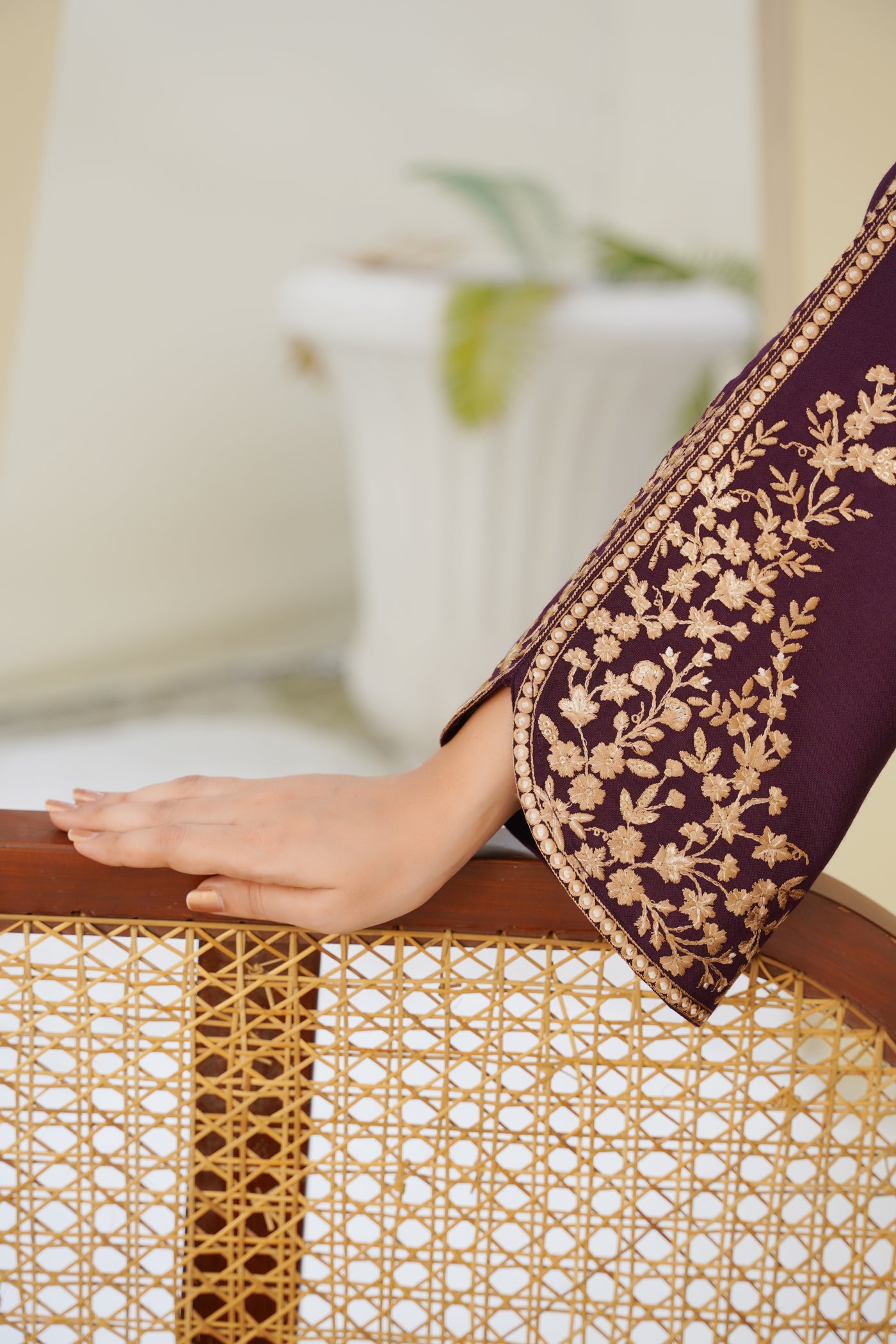 Mahira – Plum Gold Embroidered Pc Suit