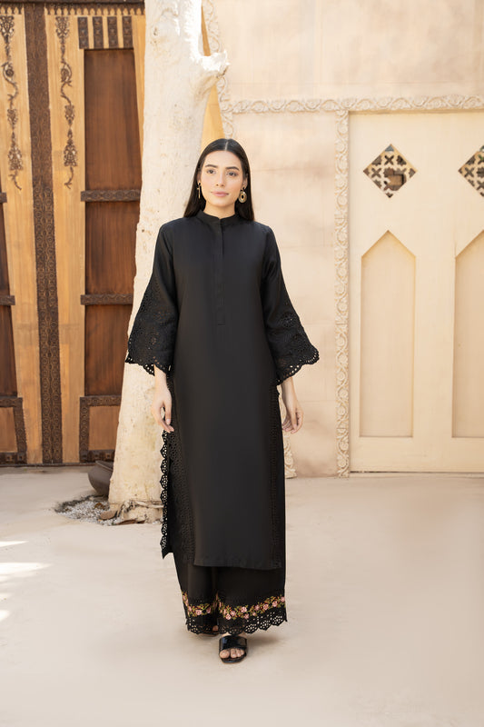 black  co-oord | embroidered set