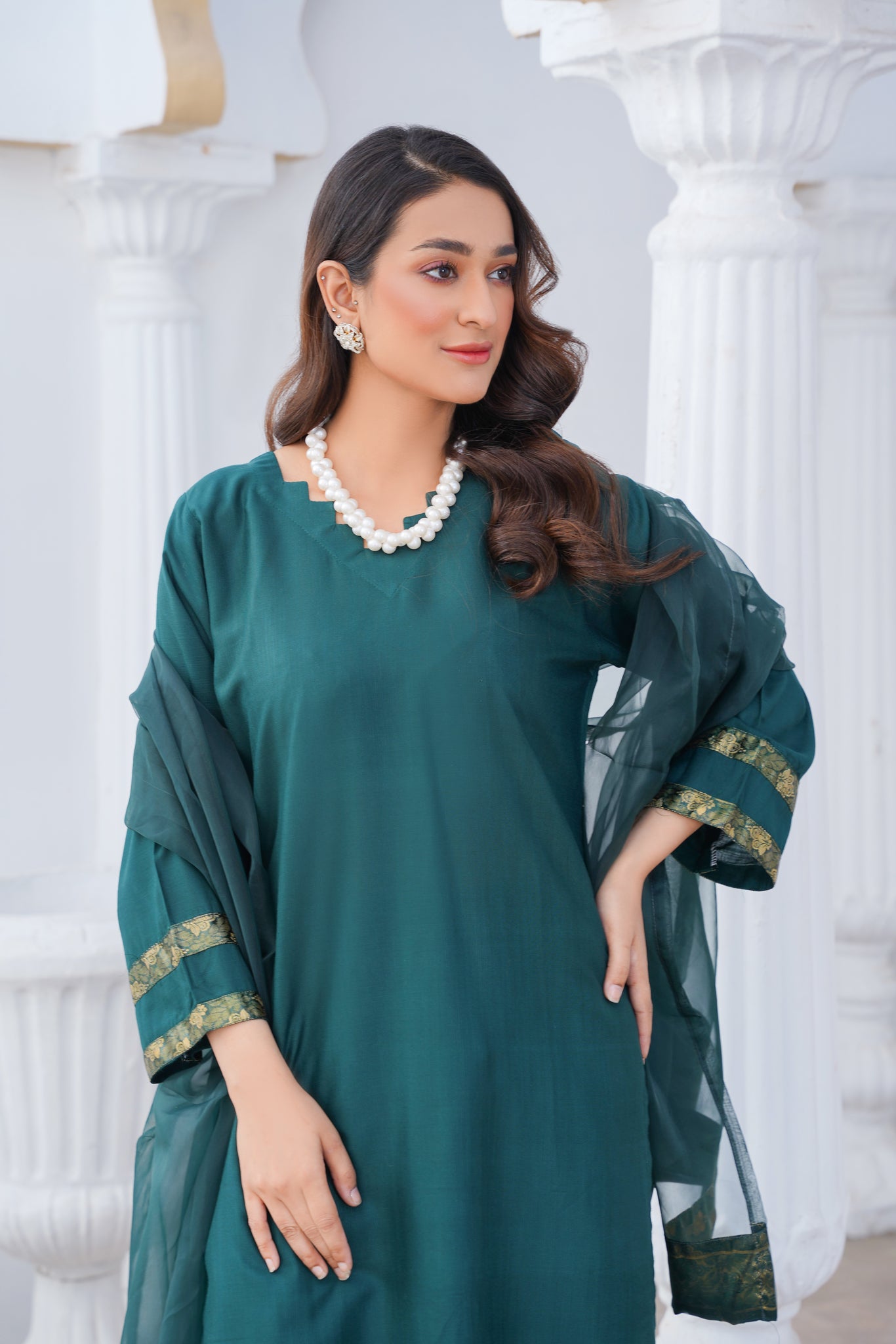 Emeraid Green    3pc - Embroidered Luxe PRET