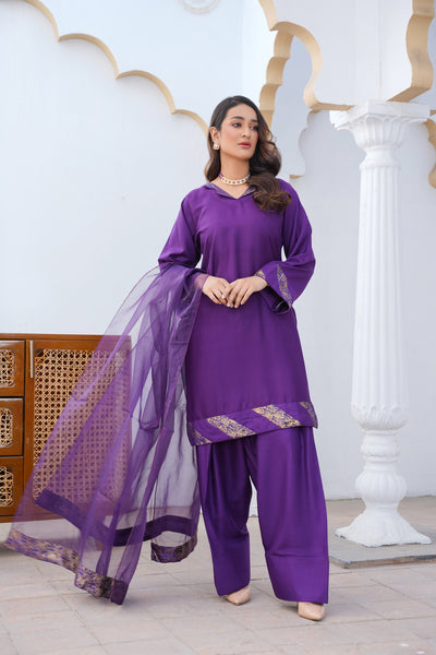 Violet    3pc - Embroidered Luxe PRET
