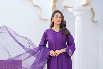 Violet    3pc - Embroidered Luxe PRET