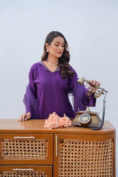 Violet    3pc - Embroidered Luxe PRET