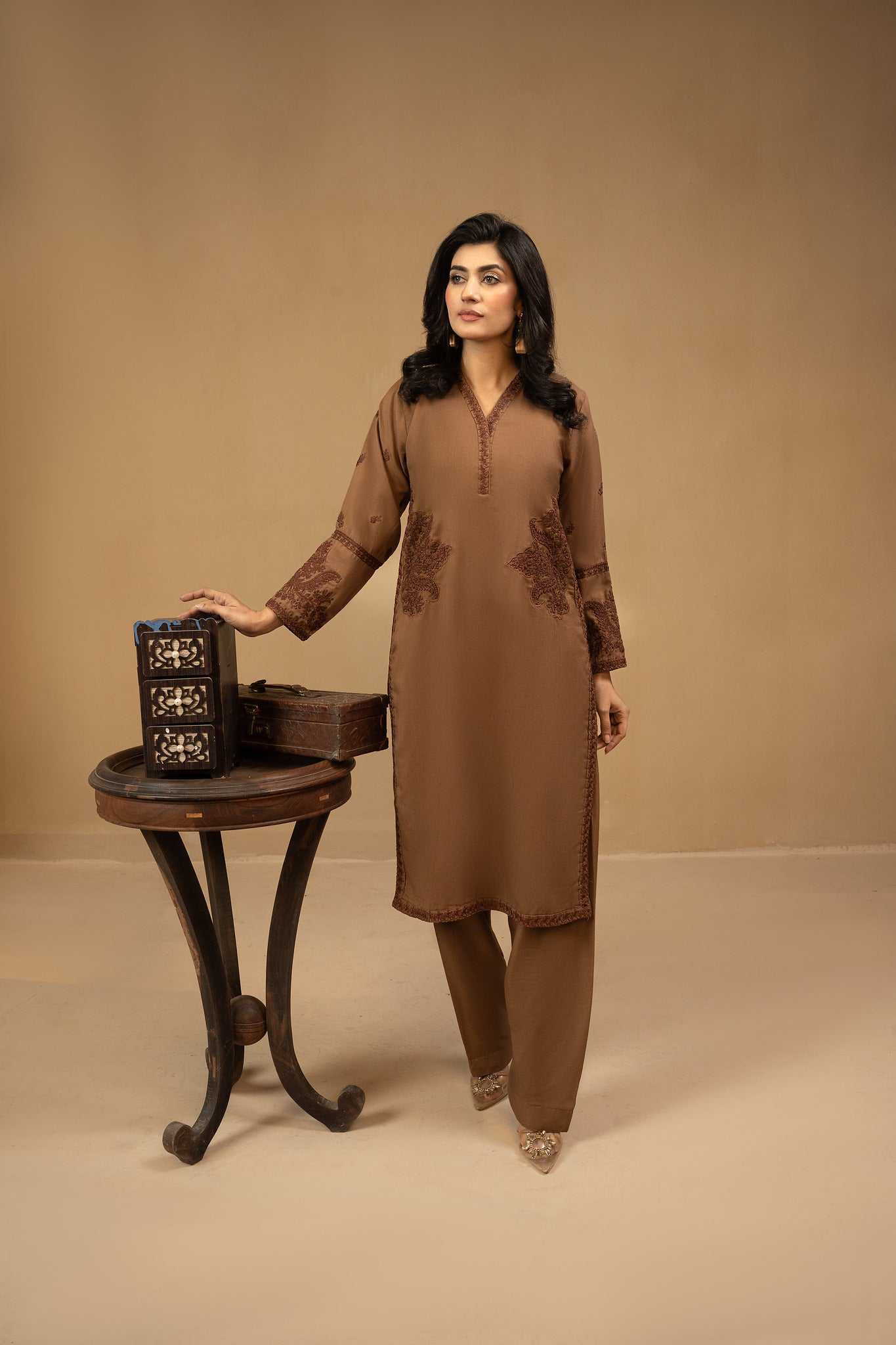 Solid color Co-ord  | dhanak embroidered Co-ord suit