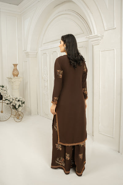 Solid Co-ord brown embroidered | Co-ord suit