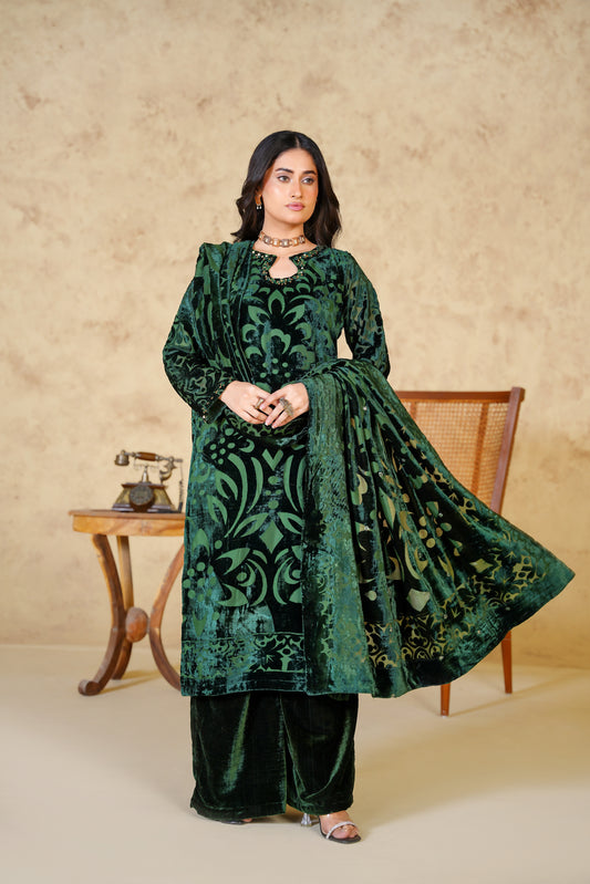 3pc Emerald Grace Designing Velvet Suit