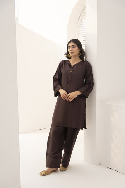 2pc cola Brown solid | co-oord set