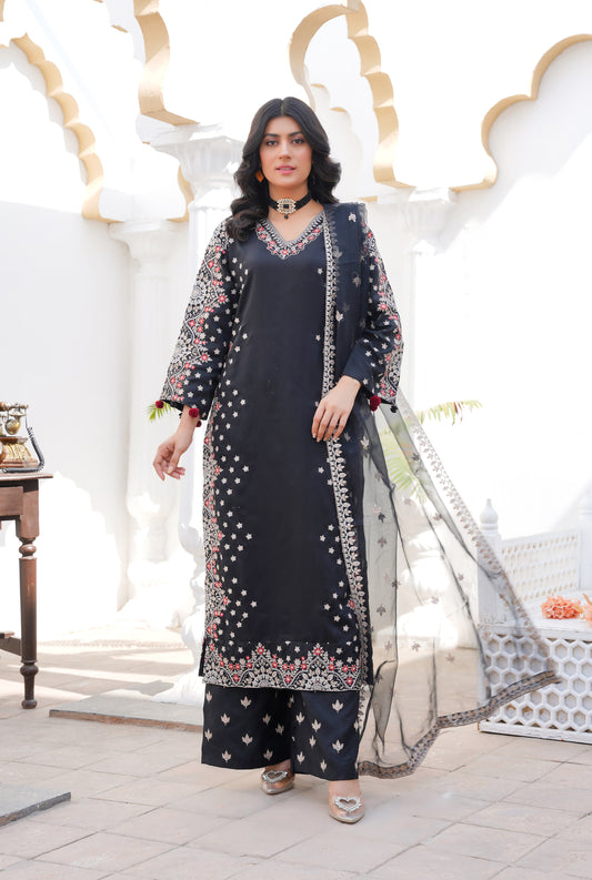 Raayah 3Pc - Embroidered Luxe Pret