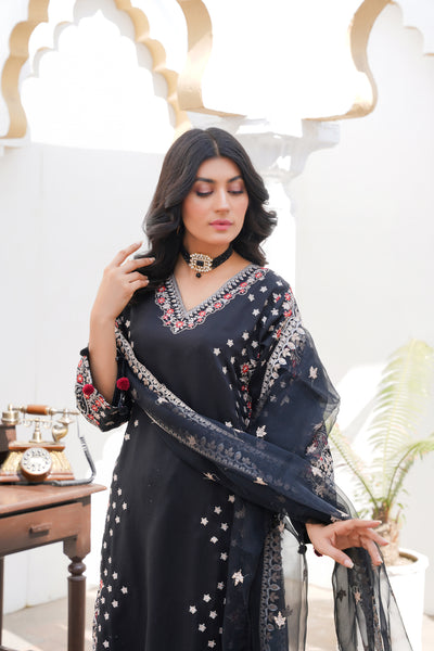 Raayah 3Pc - Embroidered Luxe Pret