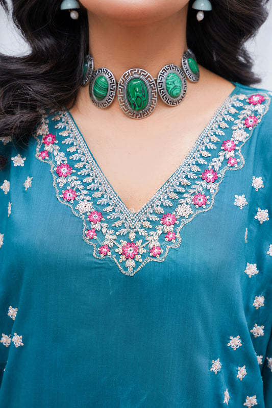 Emeera 3Pc - Embroidered Luxe Pret