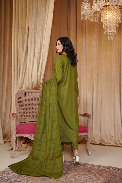 Olive Radiance – Green 3Pc Winter Suit