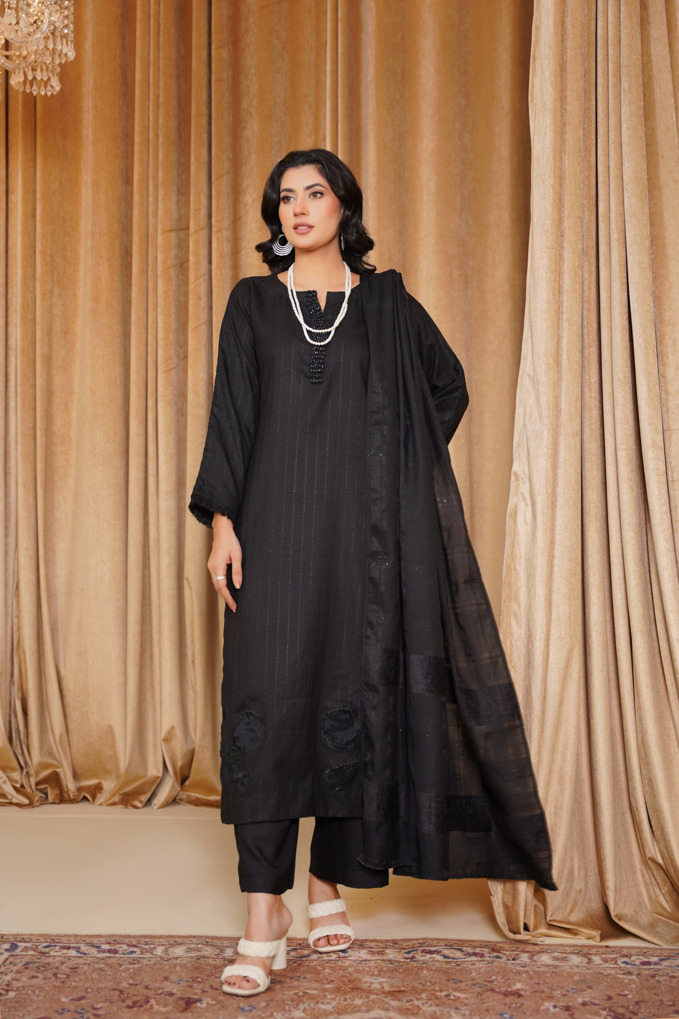 Midnight Grace – Black 3Pc Winter Suit