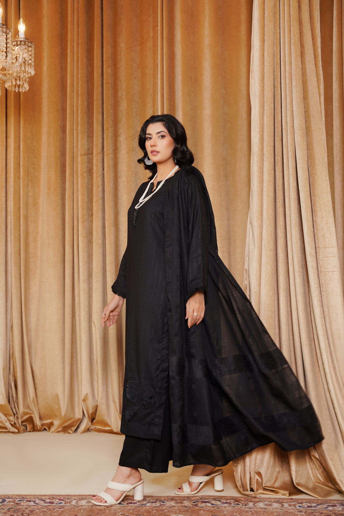 Midnight Grace – Black 3Pc Winter Suit