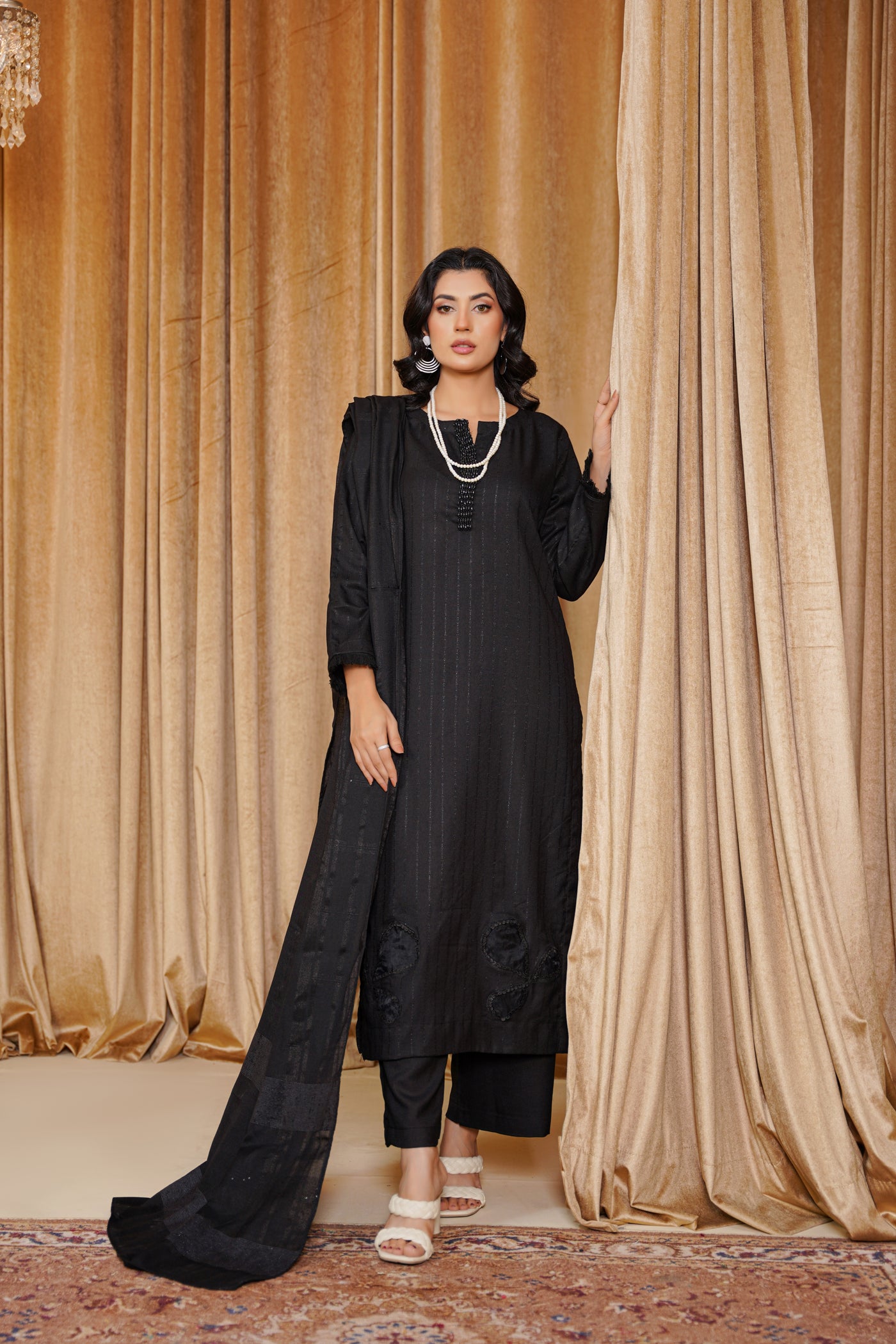 Midnight Grace – Black 3Pc Winter Suit