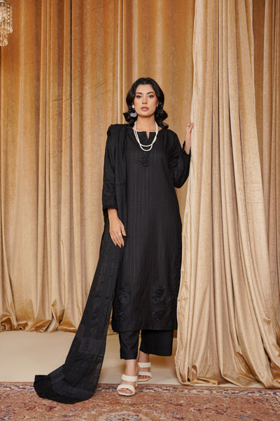 Midnight Grace – Black 3Pc Winter Suit