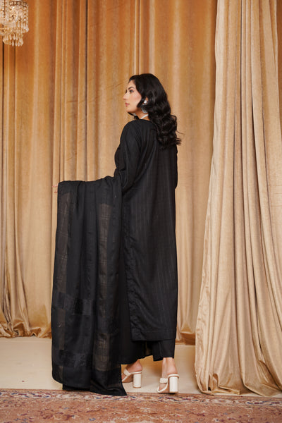 Midnight Grace – Black 3Pc Winter Suit