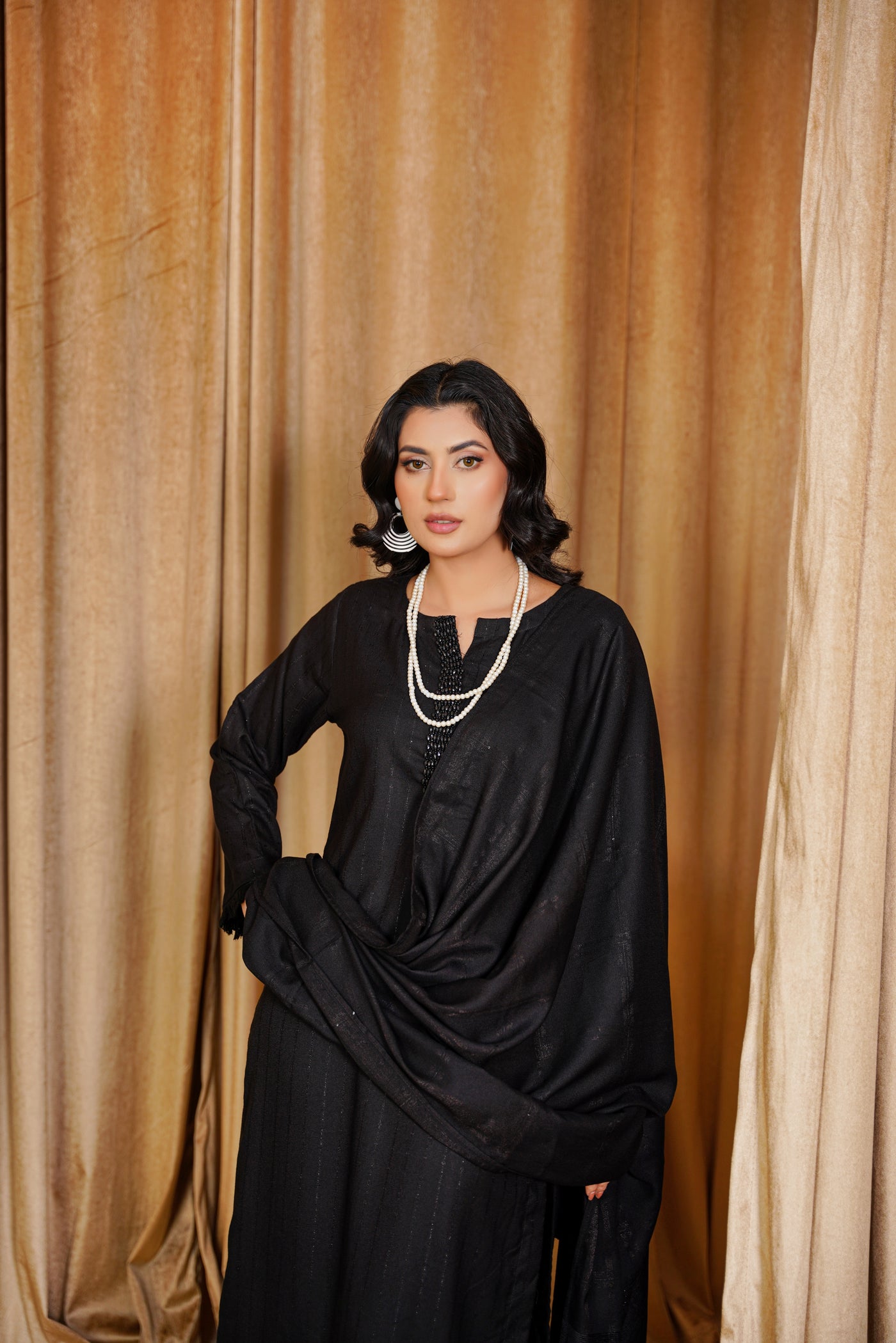 Midnight Grace – Black 3Pc Winter Suit