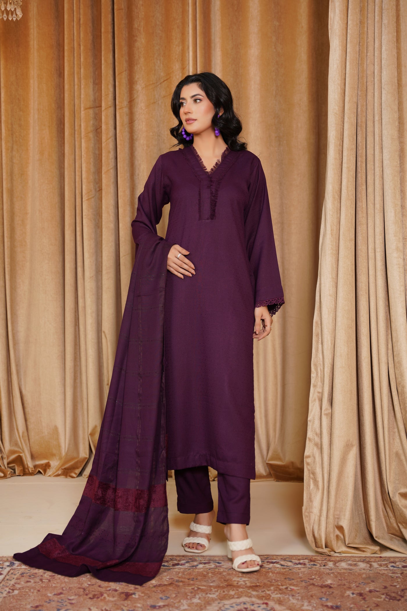 Plum Majesty – Purple 3Pc Winter Suit