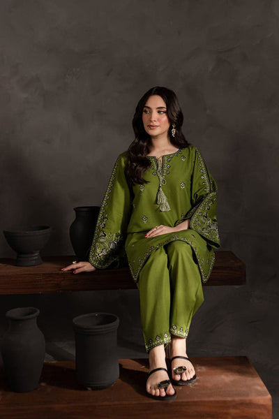 Green Gem 2Pc - Embroidered Khaddar Dress