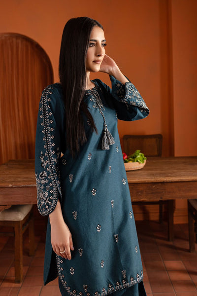 Blue Gem 2Pc- Embroidered Karandi Dress