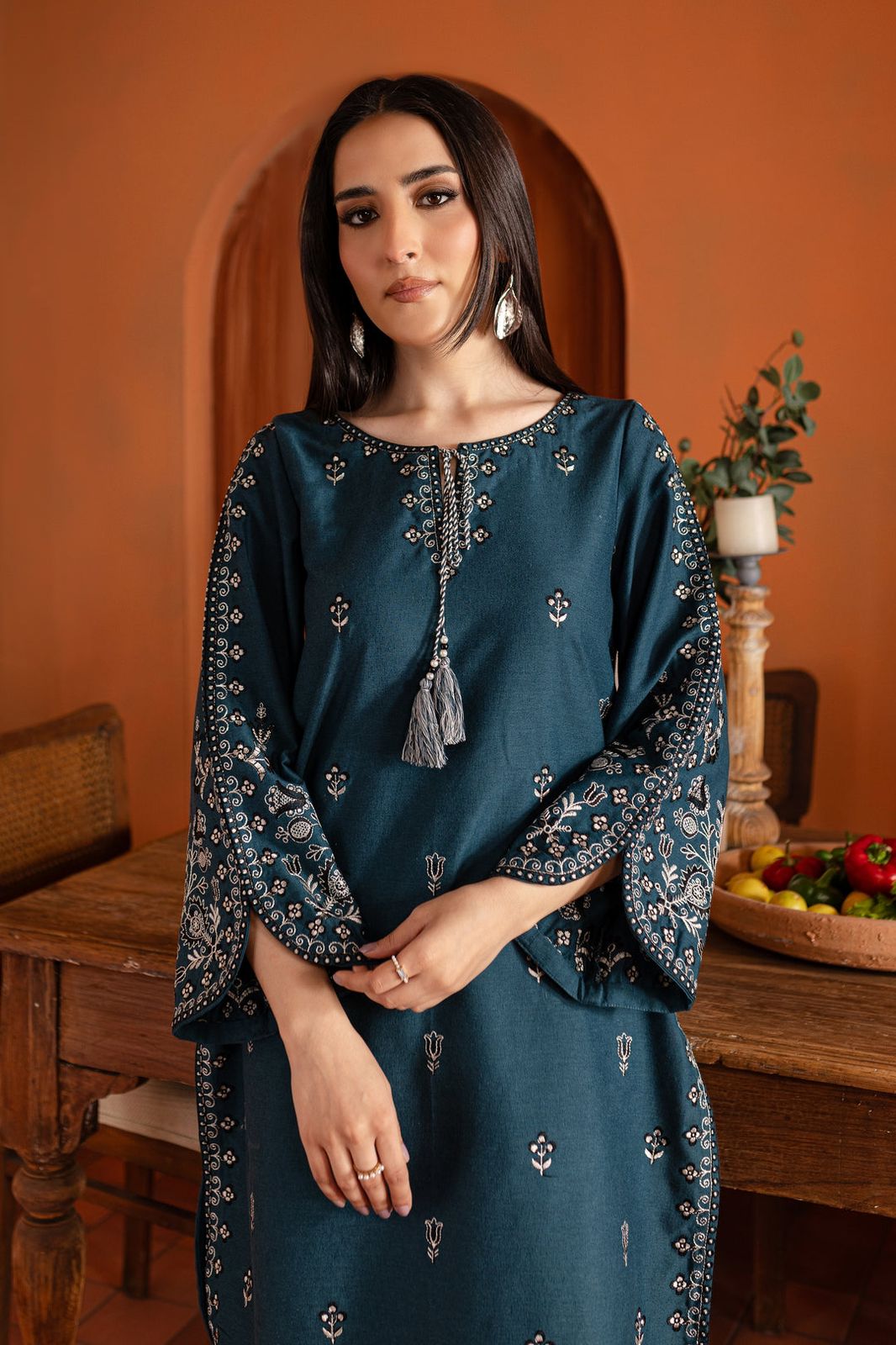 Blue Gem 2Pc- Embroidered Karandi Dress