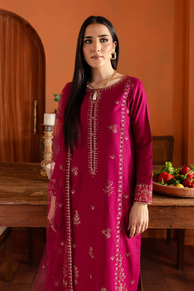 Pink Jam 3Pc- Embroidered Khaddar Dress